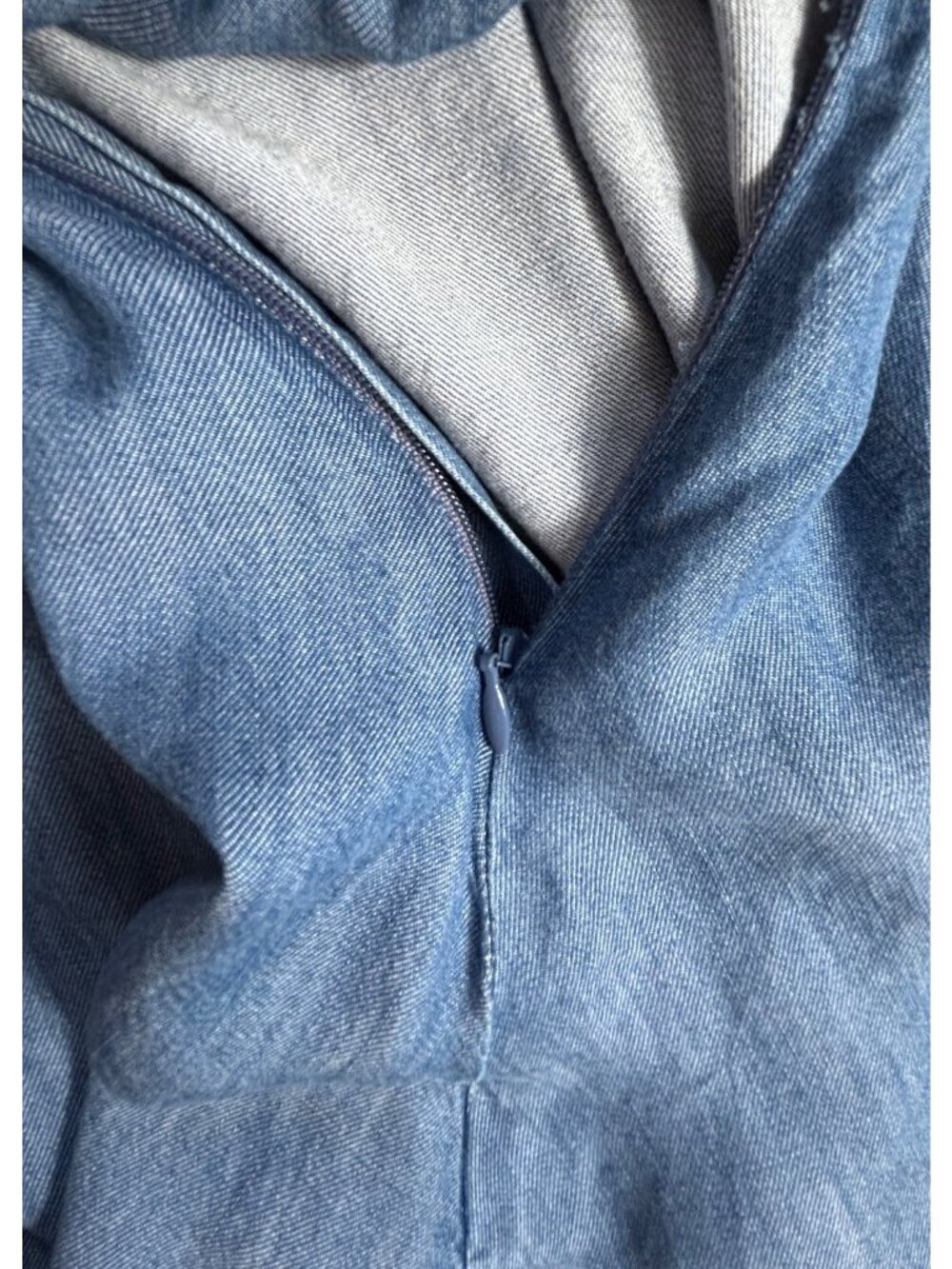 NEW Levis Blue Denim Short Sleeve Dress 2X Western Mini Flutter Sleeve Stretch - Picture 10 of 13